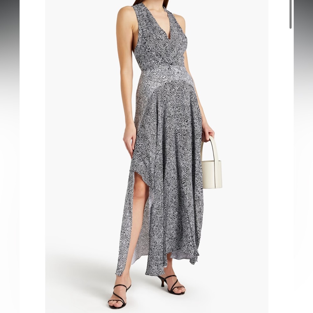 MAJE Cutout ruched cupro-twill maxi dress
